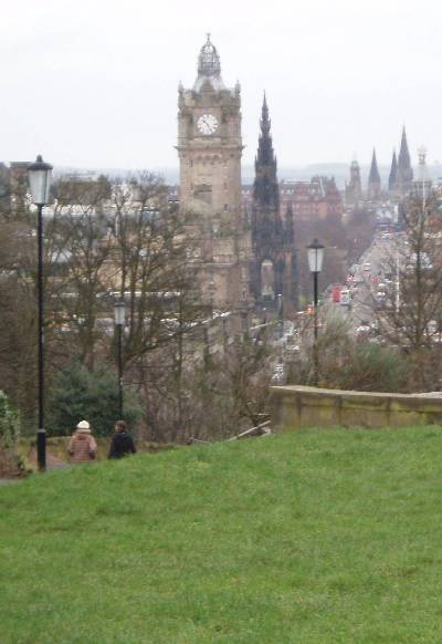 view of Princes St. from 
                  calton Hill